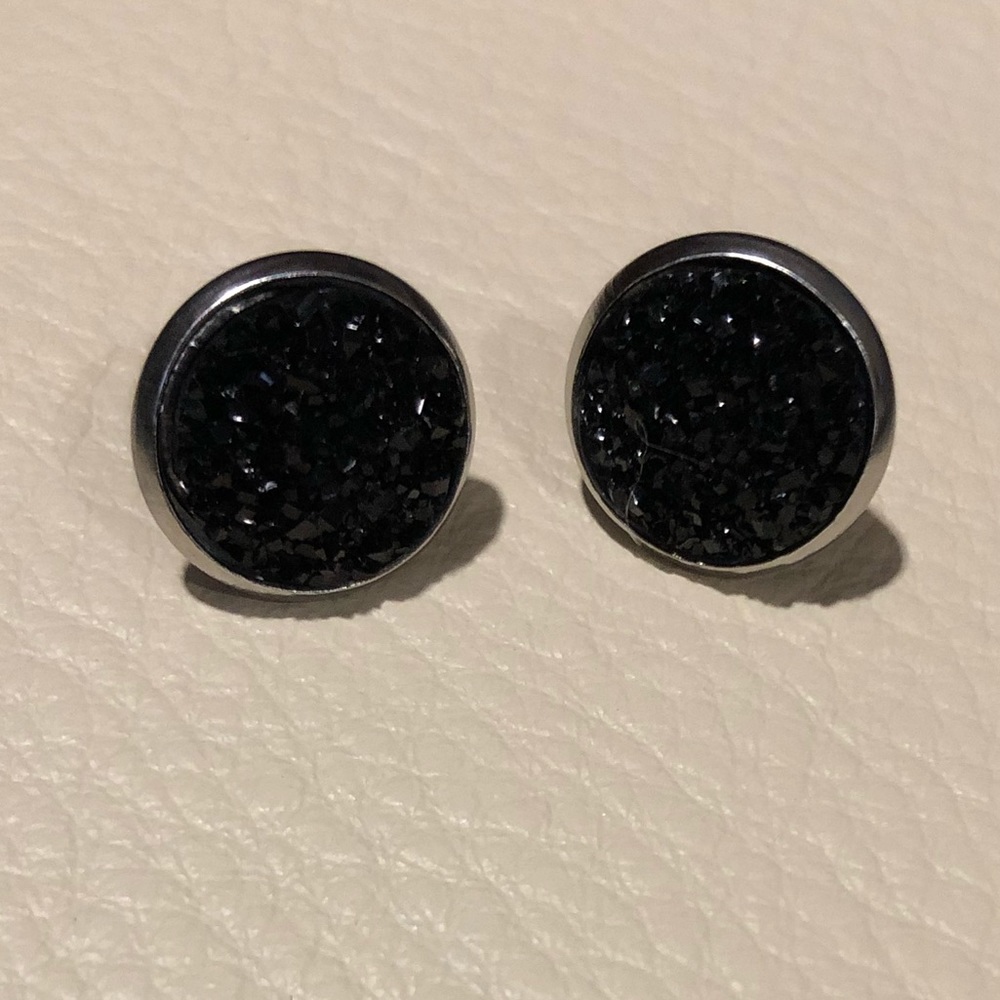 Faux druzy earrings in black